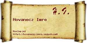 Hovanecz Imre névjegykártya